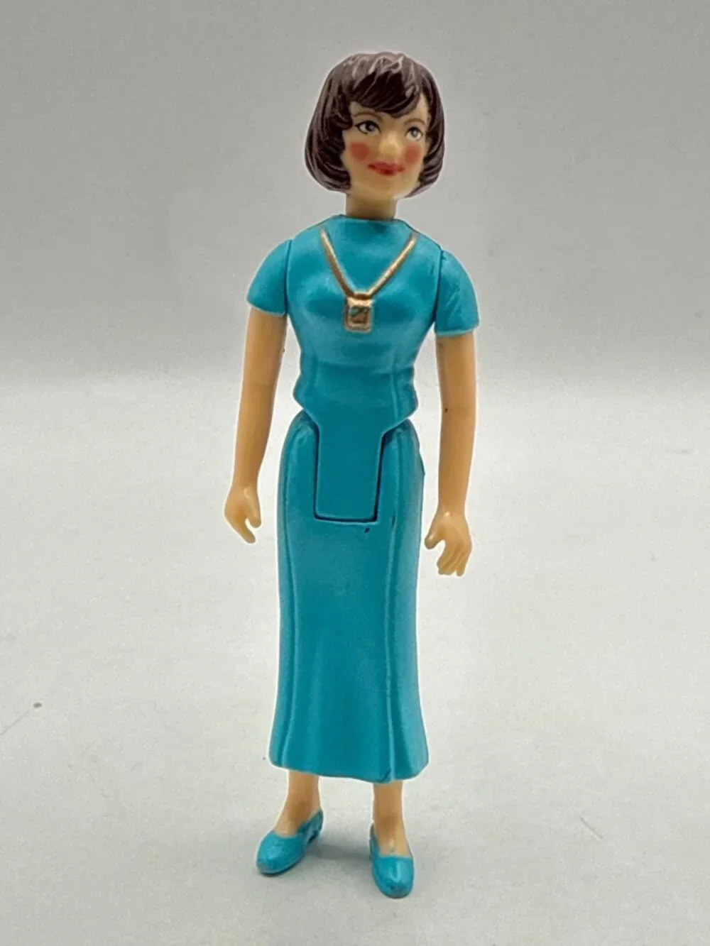 Vtg Fisher Price Sweet Streets Dollhouse Mom Figure Y2K Teal Dress Coquette